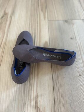 Rothy's Women's Pointed Flat in Brown with Blue Trim